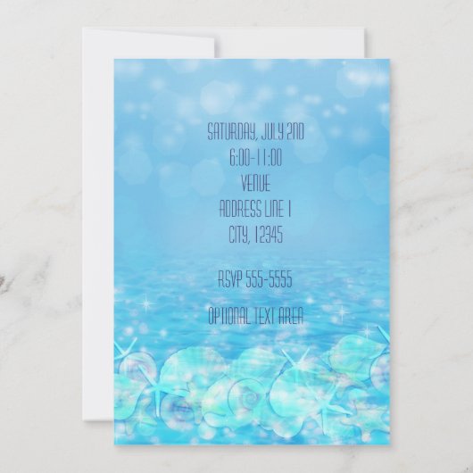 Elegant Shimmer Beach Water Summer Birthday Party Kaart (Achterkant)