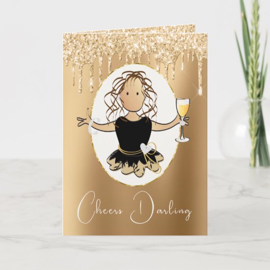 Elegant Shimmer Sparkle Birthday Card voor haar Kaart (Voorkant)
