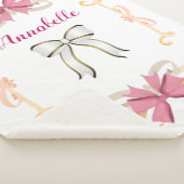 Elegant Shimmery Bow-Ribbon Name Personalize Sherpa Deken (3/4)