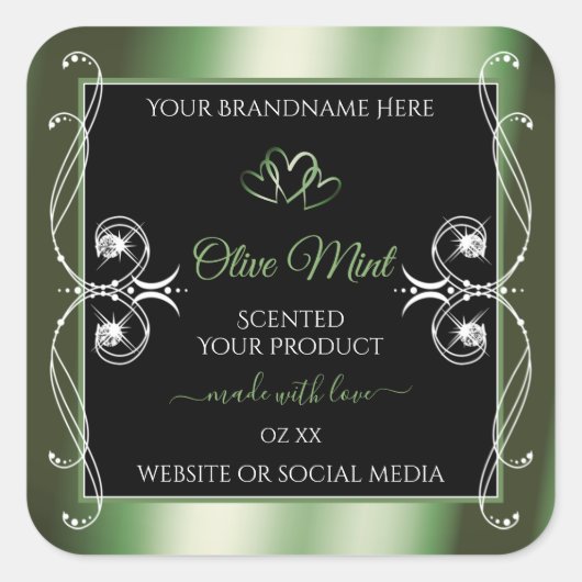 Elegant Shimmery Green Black Product Labels Juwels (Voorkant)