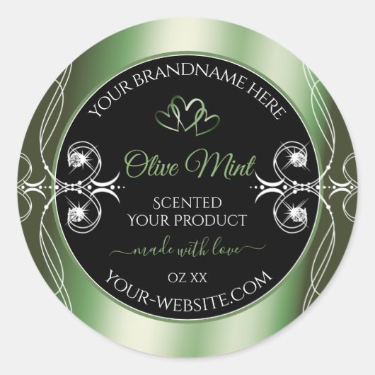 Elegant Shimmery Green Black Product Labels Juwels (Voorkant)
