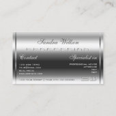 Elegant Shimmery Silver en grote 3D Initialen Chic Visitekaartje (Achterkant)