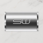 Elegant Shimmery Silver en grote 3D Initialen Chic Visitekaartje (Voorkant)