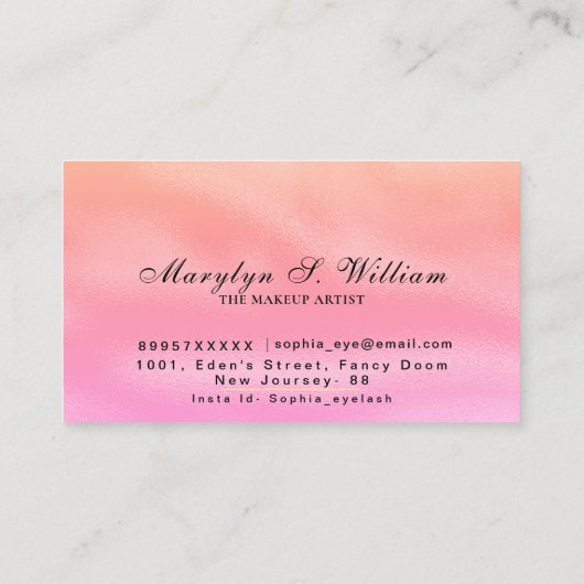 Elegant Shinny roze Hair & Makeup Salon Beautician Visitekaartje (Achterkant)