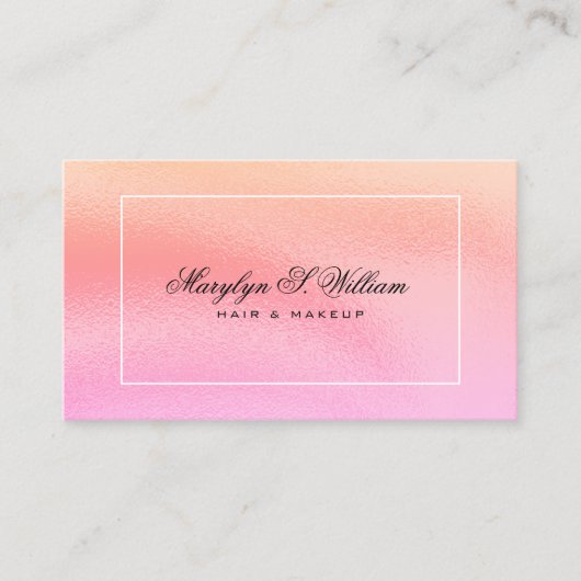 Elegant Shinny roze Hair & Makeup Salon Beautician Visitekaartje (Voorkant)