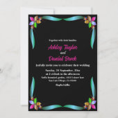 Elegant  Shiny Black Modern Floral Wedding Kaart (Voorkant)