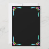 Elegant  Shiny Black Modern Floral Wedding Save The Date (Achterkant)