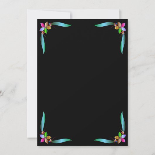 Elegant  Shiny Black Modern Floral Wedding Save The Date (Achterkant)