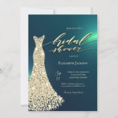Elegant Shiny Dress Green Bridal Shower  Kaart (Voorkant)