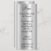 Elegant Shiny Faux Bleek Silver Foil Menu (Voorkant / Achterkant)