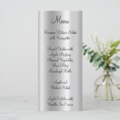 Elegant Shiny Faux Bleek Silver Foil Menu (Staand voorkant)