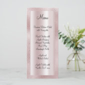 Elegant Shiny Faux Deegel Blush Pink Folie Menu (Staand voorkant)