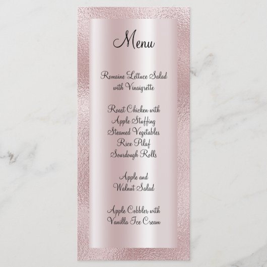 Elegant Shiny Faux Deegel Blush Pink Folie Menu (Voorkant)