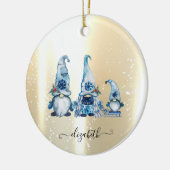 Elegant Shiny, Faux Gold, Blue Gnomen Keramisch Ornament (Links)
