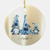 Elegant Shiny, Faux Gold, Blue Gnomen Keramisch Ornament (Achterkant)