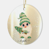 Elegant Shiny, Faux Gold, Cute Gnome Keramisch Ornament (Links)