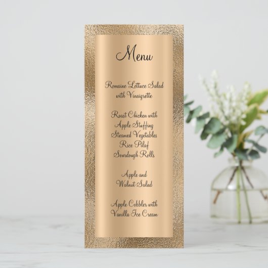 Elegant Shiny Faux Gold Textuur en Folie Menu (Staand voorkant)