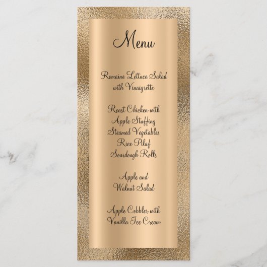 Elegant Shiny Faux Gold Textuur en Folie Menu (Voorkant)