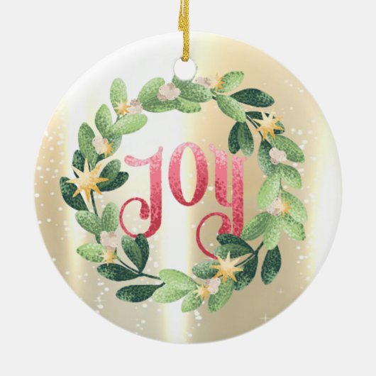 Elegant Shiny, Faux Gold, Wreate Joy Keramisch Ornament (Achterkant)