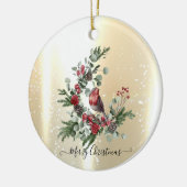 Elegant Shiny Faux Gold, Wreater Red Cardinaal Keramisch Ornament (Links)