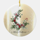 Elegant Shiny Faux Gold, Wreater Red Cardinaal Keramisch Ornament (Achterkant)