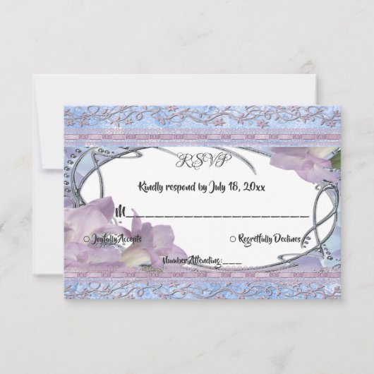 Elegant Shiny Glitter Luxury Formele bruiloft RSVP Kaartje (Voorkant)