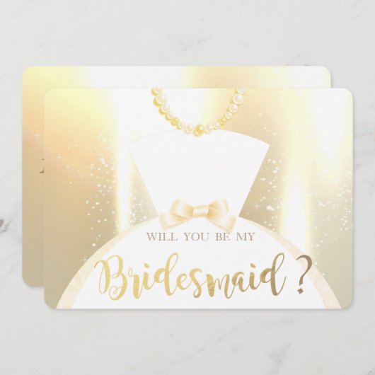 Elegant Shiny Gold Bride Dress Bridesmaid Kaart (Voorkant / Achterkant)