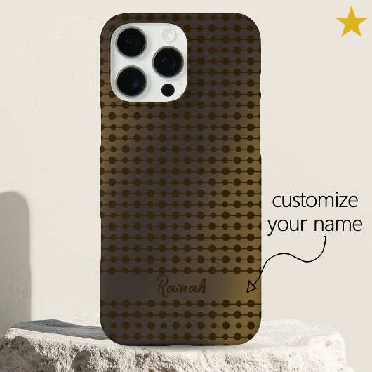 Elegant Shiny Gold Dots Lines Pattern Custom Name Case-Mate iPhone Case