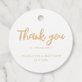 Elegant Shiny Gold Glitter Wedding Favor Labels