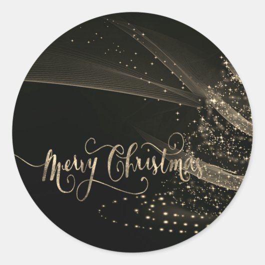 Elegant Shiny Gold-kerstboom Ronde Sticker (Voorkant)