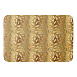 Elegant Shiny Gold Leaves Badmat