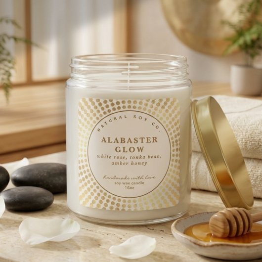 Elegant Shiny Gold Neutral Circle Soy Bean Candle Vierkante Sticker