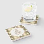 Elegant Shiny Gold Stripes Merry Kerstmis Stenen Onderzetter (Zijkant)