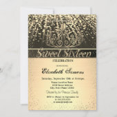 Elegant Shiny Gold Tiara Confetti Sweet 16 Kaart (Voorkant)
