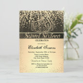 Elegant Shiny Gold Tiara Confetti Sweet 16 Kaart (Staand voorkant)