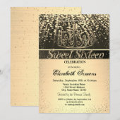 Elegant Shiny Gold Tiara Confetti Sweet 16 Kaart (Voorkant / Achterkant)