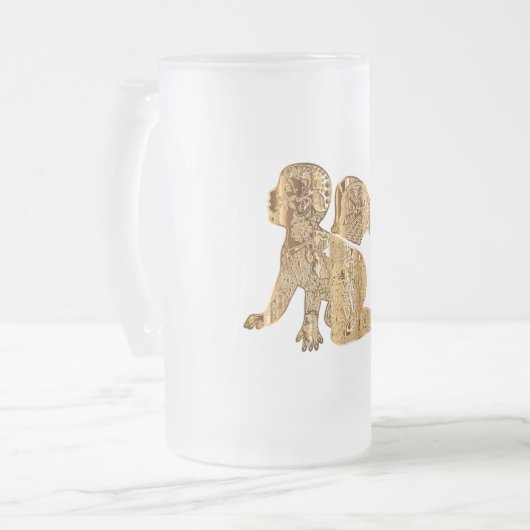 Elegant Shiny Golden Angel Heavenly White Matglas Bierpul (Voorkant links)