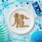 Elegant Shiny Golden Angel Heavenly White Papieren Bordje (Feest)