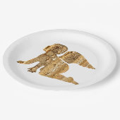 Elegant Shiny Golden Angel Heavenly White Papieren Bordje (Gekanteld)