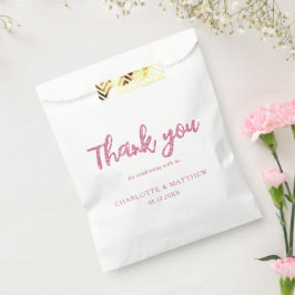 Elegant Shiny Magenta Glitter Wedding Favor Bag Bedankzakje