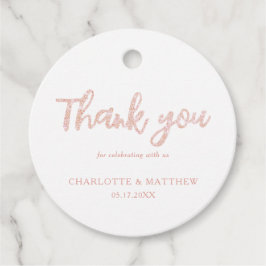 Elegant Shiny Roos Gold Glitter Wedding Favor Labe Bedankjes Labels