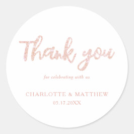 Elegant Shiny Roos Gold Glitter Wedding Ronde Sticker