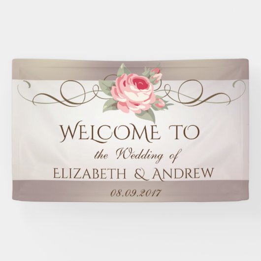 Elegant Shiny Roos Wedding Banner (Horizontaal)
