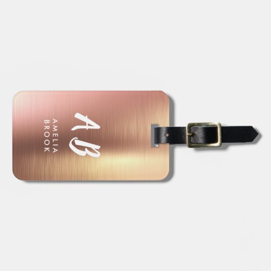 Elegant Shiny Rose Gold Metal Texture Background Bagagelabel (Voorkant horizontaal)