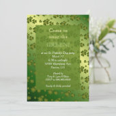 Elegant Shiny Shamrock St Patricks Day Party Kaart (Staand voorkant)