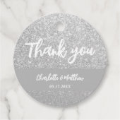 Elegant Shiny Silver Glitter Wedding Favor Labels (Voorkant)