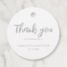 Elegant Shiny Silver Glitter Wedding Favor Labels