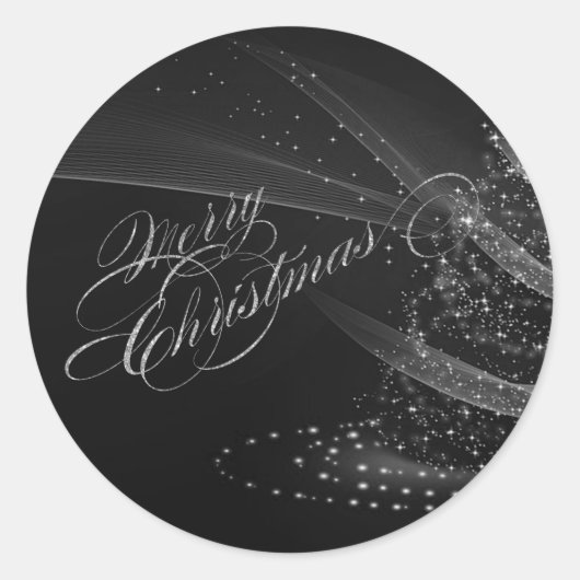 Elegant Shiny Silver-kerstboom Ronde Sticker (Voorkant)