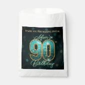 Elegant Shiny Teal Gold 90th Birthday Party Bedankzakje (Voorkant)