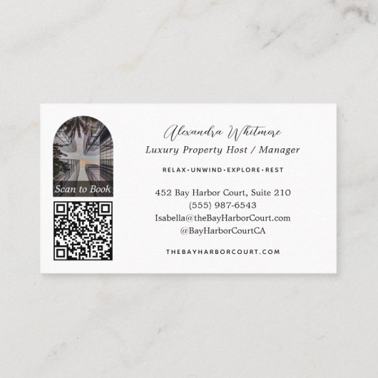 Elegant Short Term Rental Property Manager Photo Visitekaartje (Achterkant)